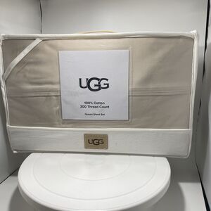 UGG Iona 100% Cotton 300 Thread Count Queen Sheet Set - Light Sand